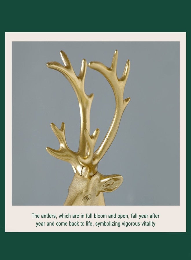 BULINGNA 2Pcs Christmas Reindeer Figurines, Resin Elk Sculpture Miniature Figurine Xmas Deer Statue Artificial Animal Crafts Home Decoration Ornament (Solid Gold) - Image 4